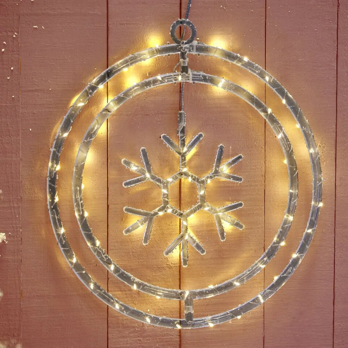 Couronne lumineuse flocon de neige 72LED blanc chaud Ø32cm-Gifi Outlet