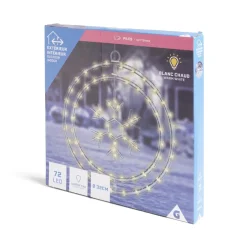 Couronne lumineuse flocon de neige 72LED blanc chaud Ø32cm-Gifi Outlet