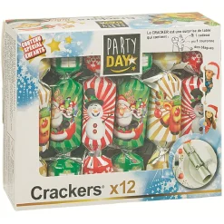 Crackers enfant Party Day motifs Noël colorés x12-Gifi Online