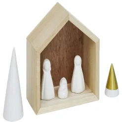 Crèche céramique et bois H15,5cm-Gifi New