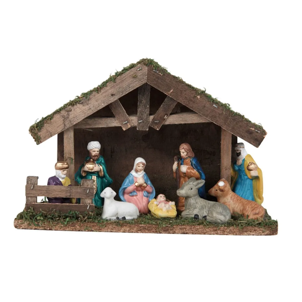 Crèche de Noël et ses 6 santons-Gifi Outlet