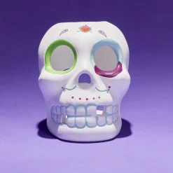 Crâne décoration Halloween en dolomite style mexicain 7x8xH10cm-Gifi Hot