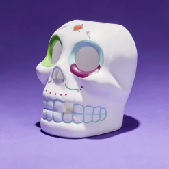 Crâne décoration Halloween en dolomite style mexicain 7x8xH10cm-Gifi Hot