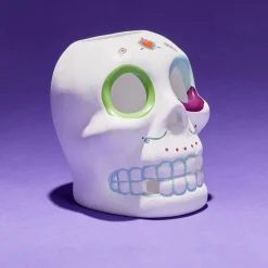 Crâne décoration Halloween en dolomite style mexicain 7x8xH10cm-Gifi Hot