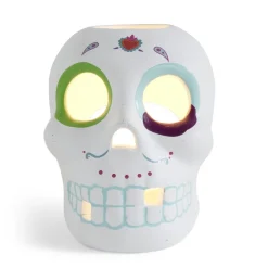 Crâne décoration Halloween en dolomite style mexicain 7x8xH10cm-Gifi Hot