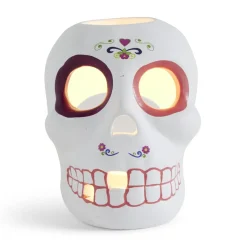 Crâne décoration Halloween en dolomite style mexicain 7x8xH10cm-Gifi Hot