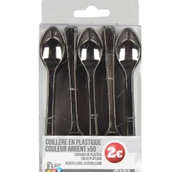 Cuillère en plastique argentée x50-Gifi