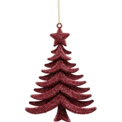 Déco à suspendre sapin pailleté rouge-Gifi