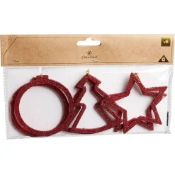 Déco à suspendre étoile/sapin/boule rouge x6-Gifi New