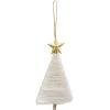 Déco sapin à suspendre tissage laine blanc étoile doré H.14 cm-Gifi Hot