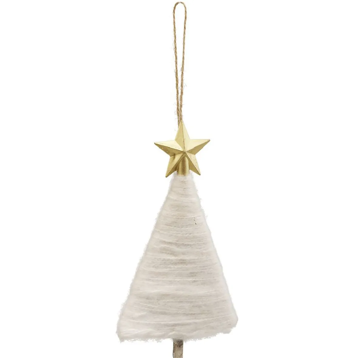 Déco sapin à suspendre tissage laine blanc étoile doré H.14 cm-Gifi Hot