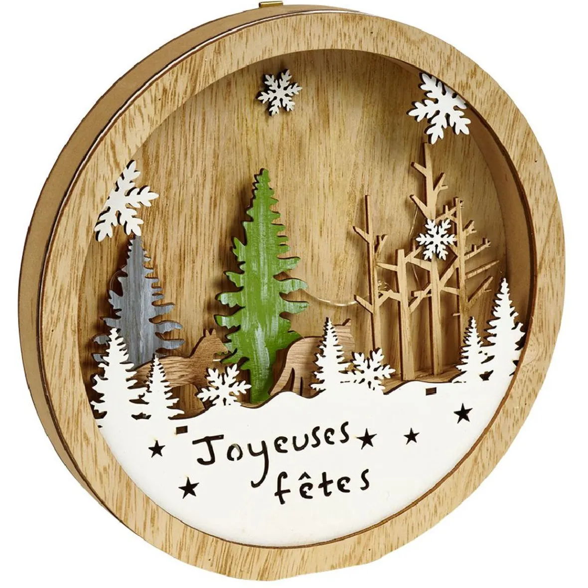 Décor de Noël lumineux en bois à poser H25cm-Gifi Discount