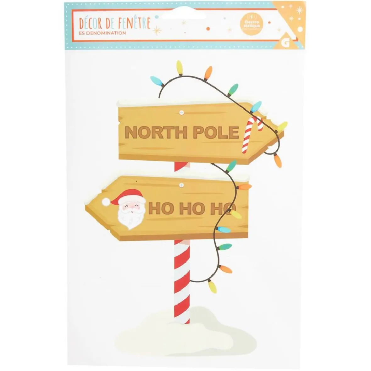 Décor fenêtre Noël électrostatique panneau direction Pôle Nord Ho Ho Ho-Gifi Hot