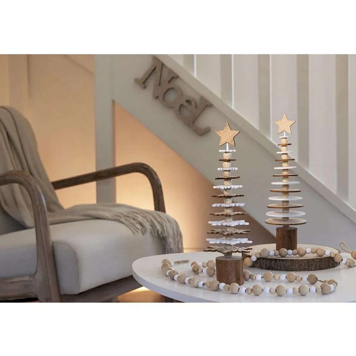 Décoration à poser sapin en bois blanc et naturel H25cm-Gifi Clearance