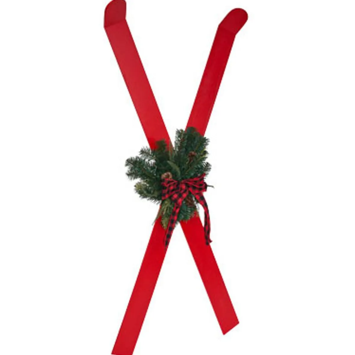 Décoration à poser ski bois rouge x2-Gifi Sale