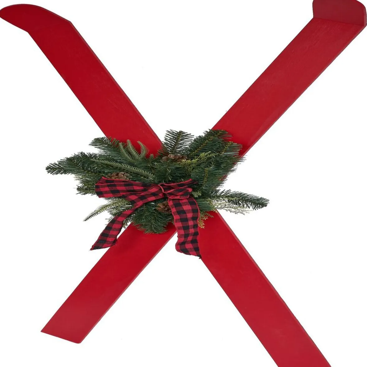 Décoration à poser ski bois rouge x2-Gifi Sale