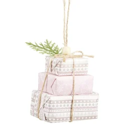 Décoration à suspendre cadeaux en papier rose et blanc H.10 cm-Gifi Outlet