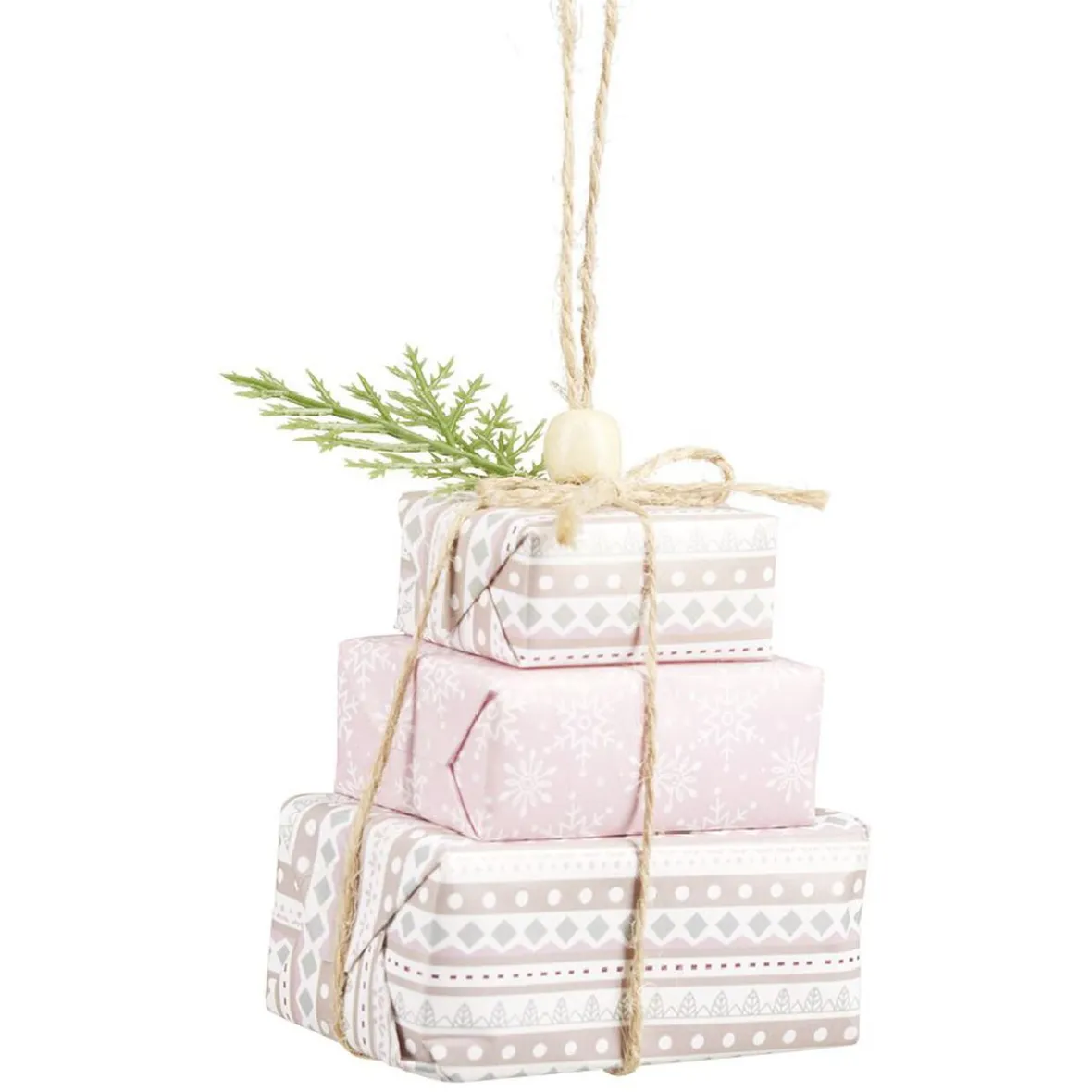 Décoration à suspendre cadeaux en papier rose et blanc H.10 cm-Gifi Outlet