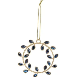 Décoration à suspendre couronne dorée avec ornement rouge ou bleu Ø8,5cm-Gifi Online