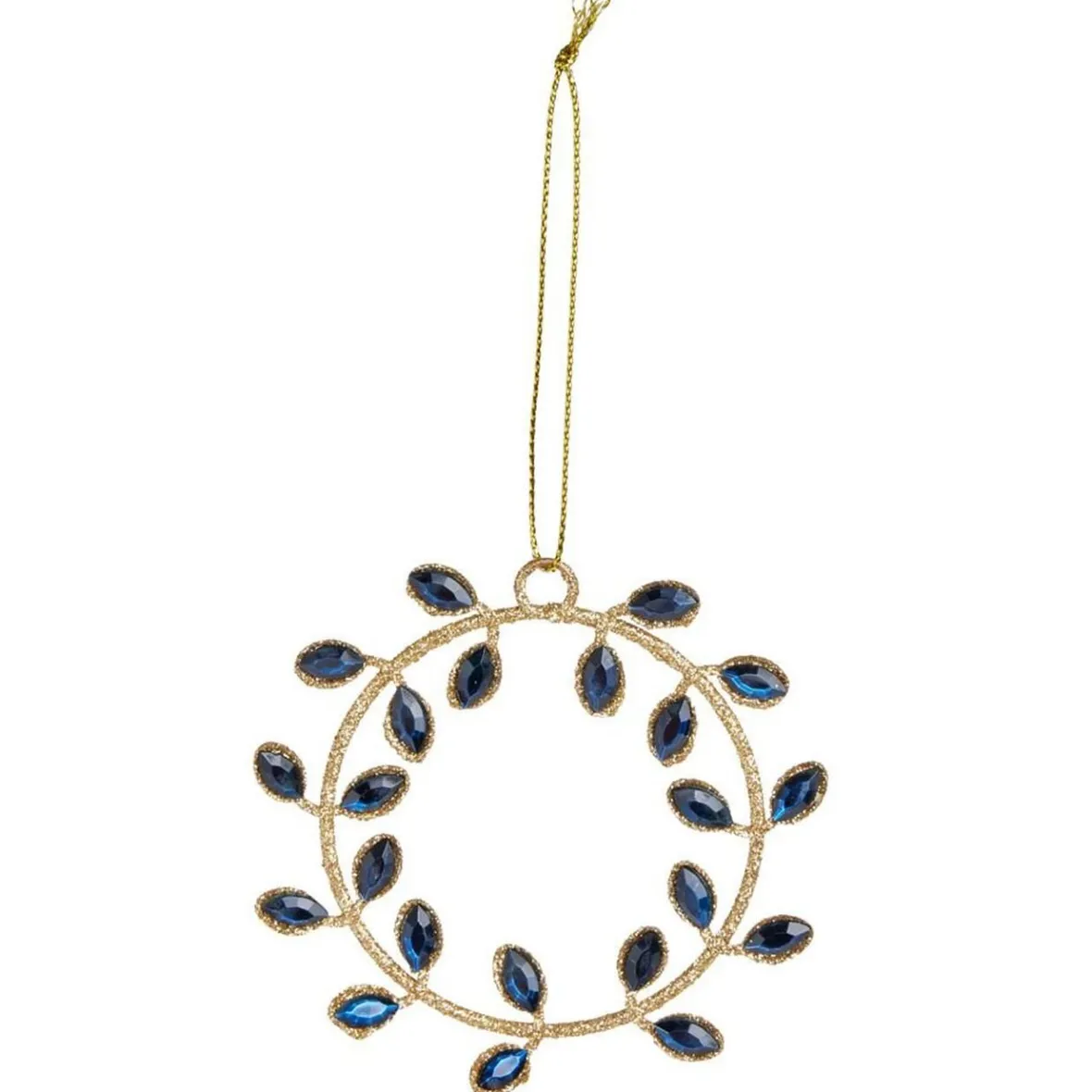 Décoration à suspendre couronne dorée avec ornement rouge ou bleu Ø8,5cm-Gifi Online