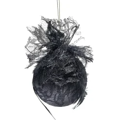 Décoration à suspendre de Noël à plumes dorée et noire-Gifi Discount