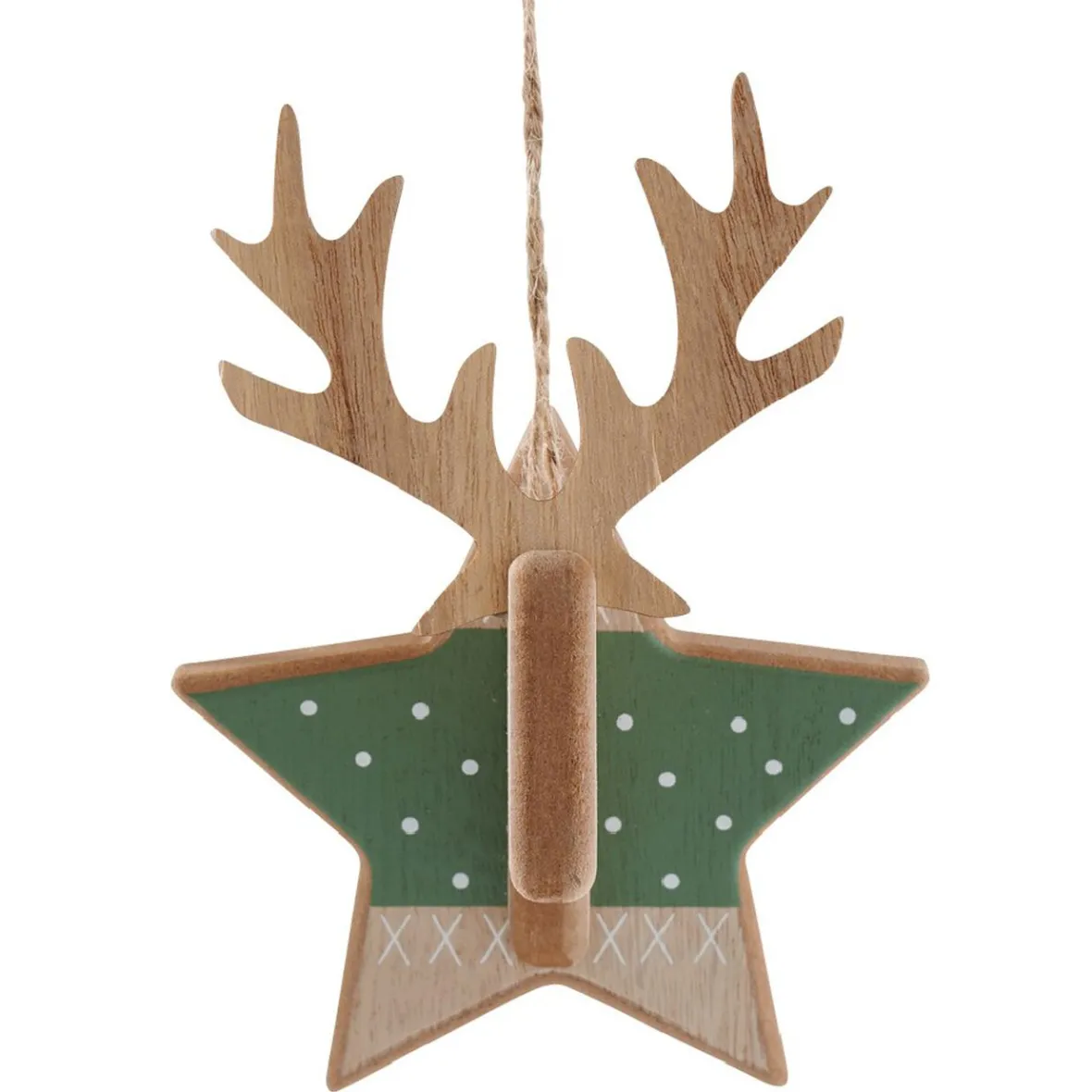 Décoration à suspendre de Noël coeur étoile cerf naturelle-Gifi Best
