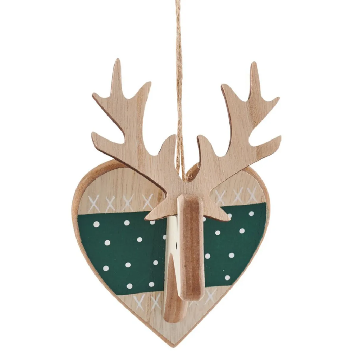 Décoration à suspendre de Noël coeur étoile cerf naturelle-Gifi Best