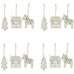 Décoration à suspendre en bois sapin maison cheval x12-Gifi Outlet