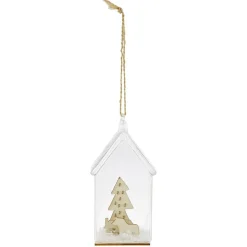 Décoration à suspendre maison en verre avec sapin en bois H12cm-Gifi Sale