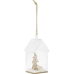 Décoration à suspendre maison en verre avec sapin en bois H12cm-Gifi Sale