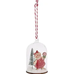 Décoration à suspendre pain d'épices sous cloche verre et bois Ø5xH7,5cm-Gifi Online