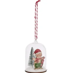 Décoration à suspendre pain d'épices sous cloche verre et bois Ø5xH7,5cm-Gifi Online