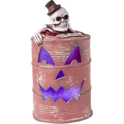 Décoration baril effet rouillé squelette LED Ø25xH50cm-Gifi Discount