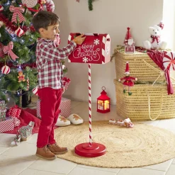 Décoration boîte aux lettres de Noël rouge et blanche H100cm-Gifi