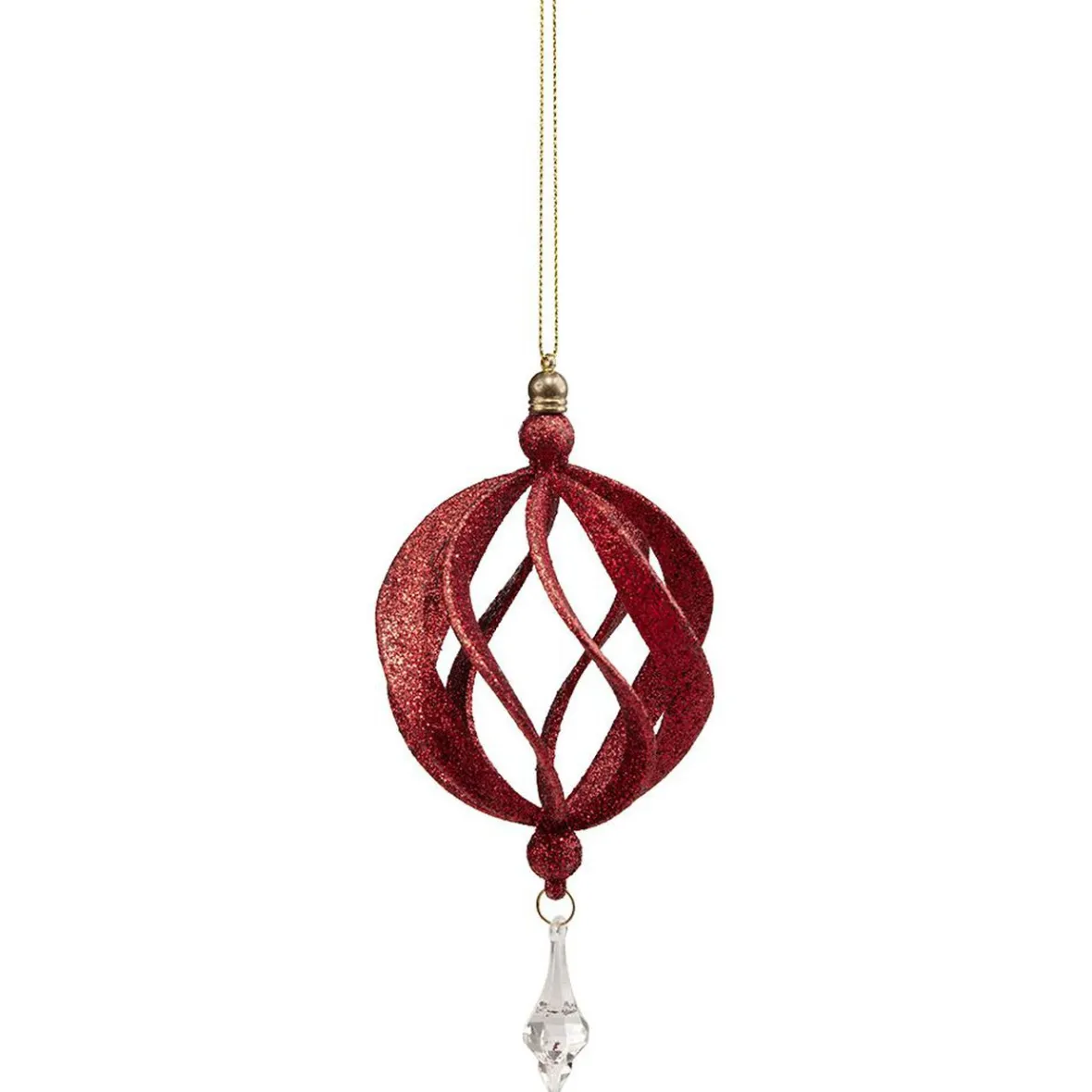 Décoration boule de Noël ajourée rouge pailleté Ø8 cm-Gifi Sale