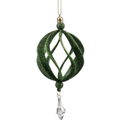 Décoration boule de Noël ajourée vert pailleté Ø8 cm-Gifi New
