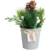 Décoration branche de pin dans pot gris Ø8xH10cm-Gifi Sale