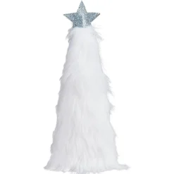 Décoration de Noël à poser sapin blanc imitation fourrure H.23 cm-Gifi Discount