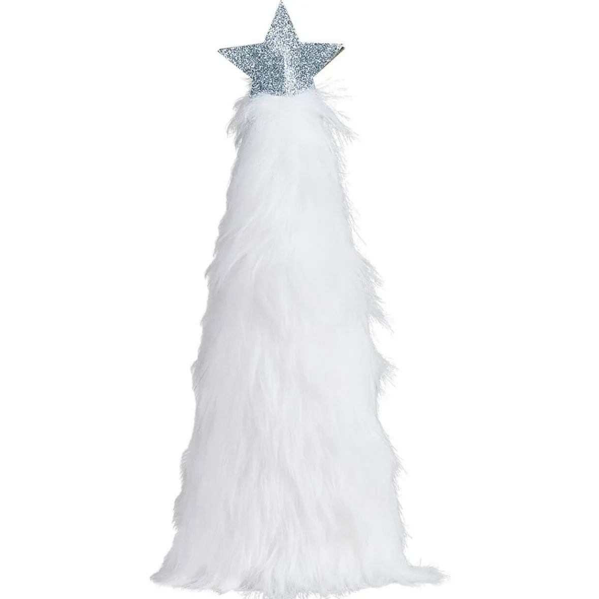 Décoration de Noël à poser sapin blanc imitation fourrure H.23 cm-Gifi Discount