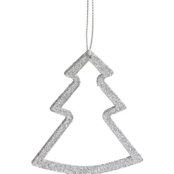 Décoration de Noël à suspendre étoile/sapin/boule argenté x6-Gifi Outlet