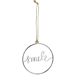Décoration de Noël à suspendre anneau avec mot métal argenté Ø11cm-Gifi Online