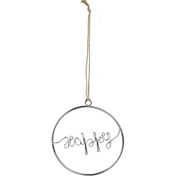 Décoration de Noël à suspendre anneau avec mot métal argenté Ø11cm-Gifi Online