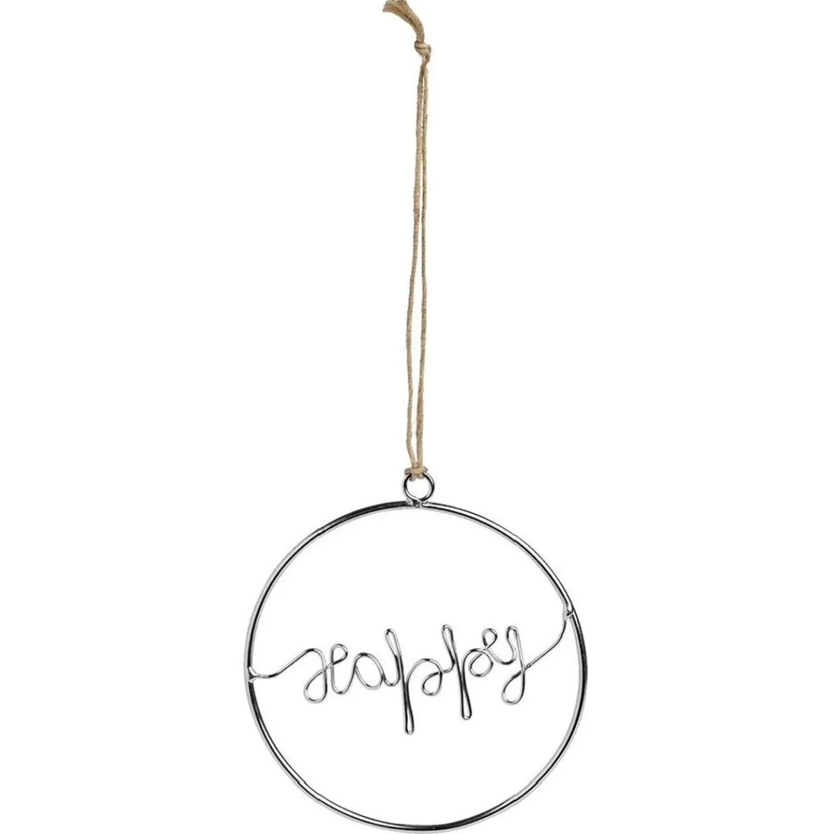 Décoration de Noël à suspendre anneau avec mot métal argenté Ø11cm-Gifi Online