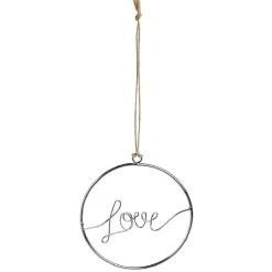 Décoration de Noël à suspendre anneau avec mot métal argenté Ø11cm-Gifi Online