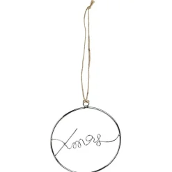Décoration de Noël à suspendre anneau avec mot métal argenté Ø11cm-Gifi Online