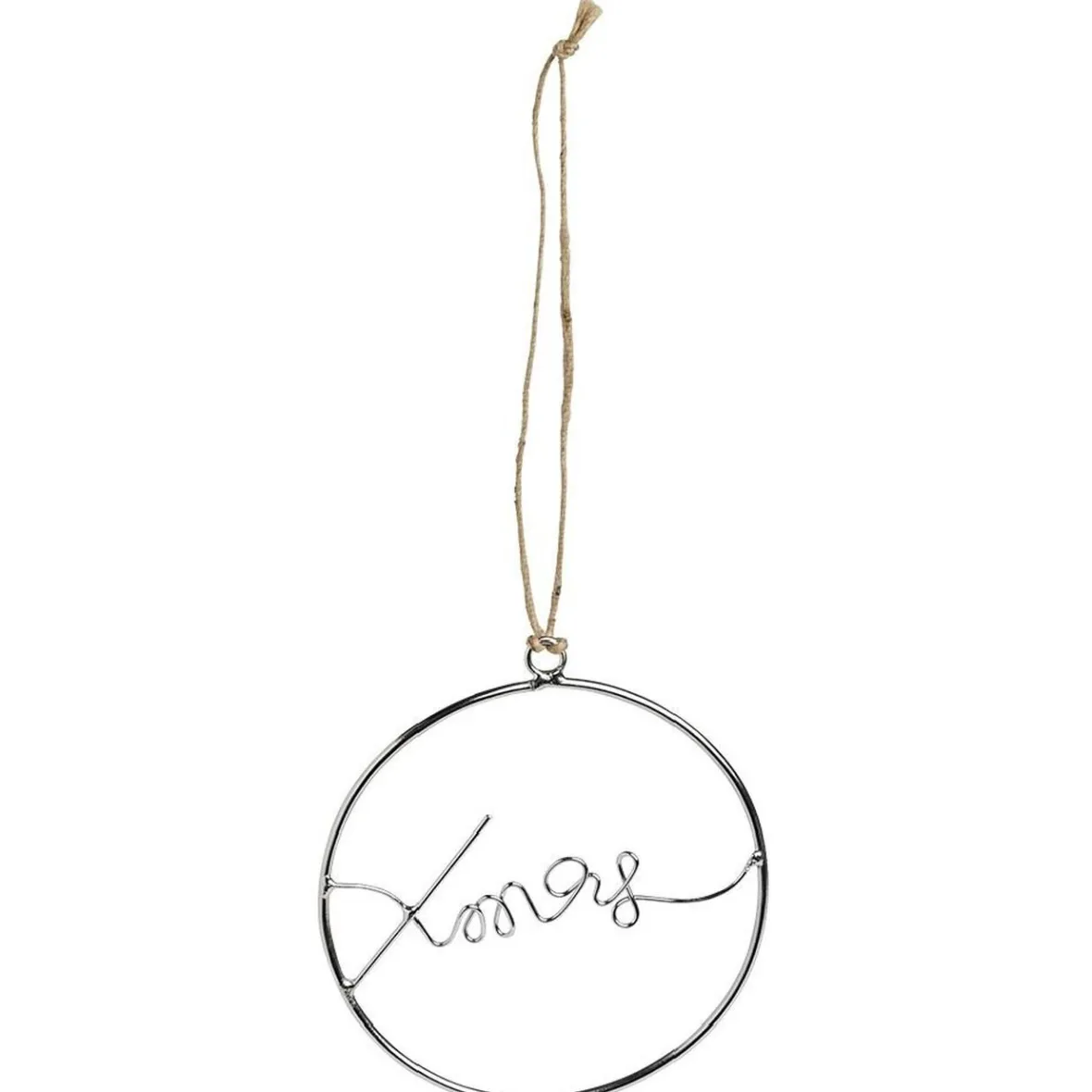 Décoration de Noël à suspendre anneau avec mot métal argenté Ø11cm-Gifi Online