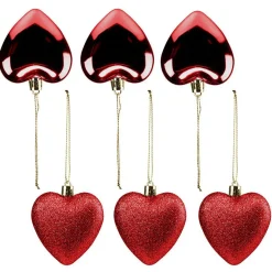 Décoration de Noël coeur à suspendre rouge H.7 cm x6-Gifi Discount