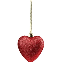 Décoration de Noël coeur à suspendre rouge H.7 cm x6-Gifi Discount