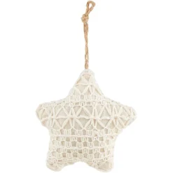 Décoration de Noël coeur et étoile à suspendre blanche-Gifi Sale