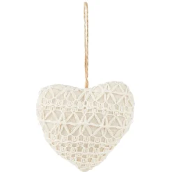 Décoration de Noël coeur et étoile à suspendre blanche-Gifi Sale